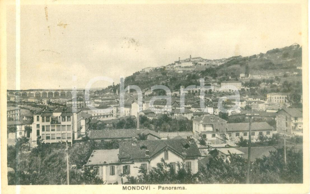 Cartolina originale da collezione 1934 MONDOVÃŒ CN Panorama con ponte ferroviario Cartolina FP VG 1