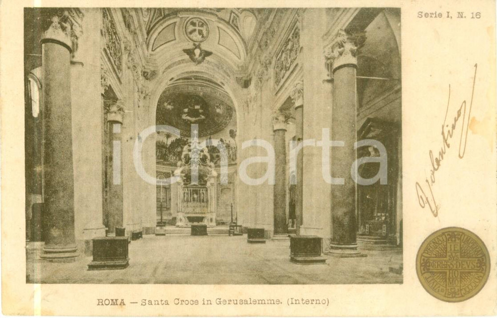 Cartolina originale da collezione 1900 ROMA Interno di Santa Croce in GERUSALEMME Cartolina FP VG 1