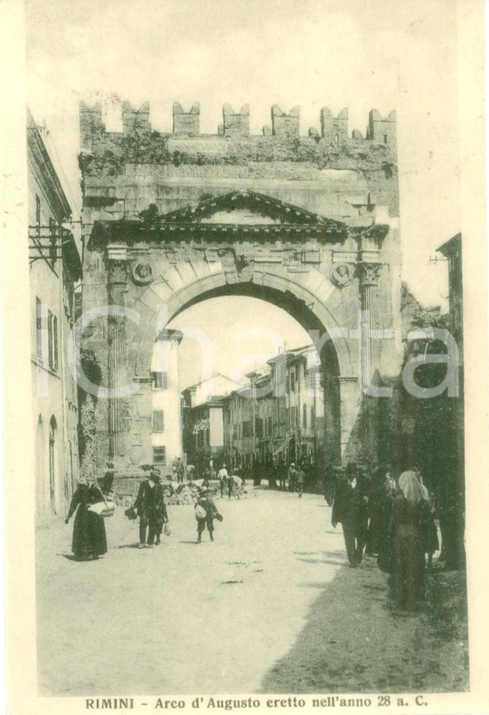 Cartolina originale da collezione 1935 ca RIMINI Arco d AUGUSTO eretto nell anno 28 Cartolina ANIMATA FP NV 1