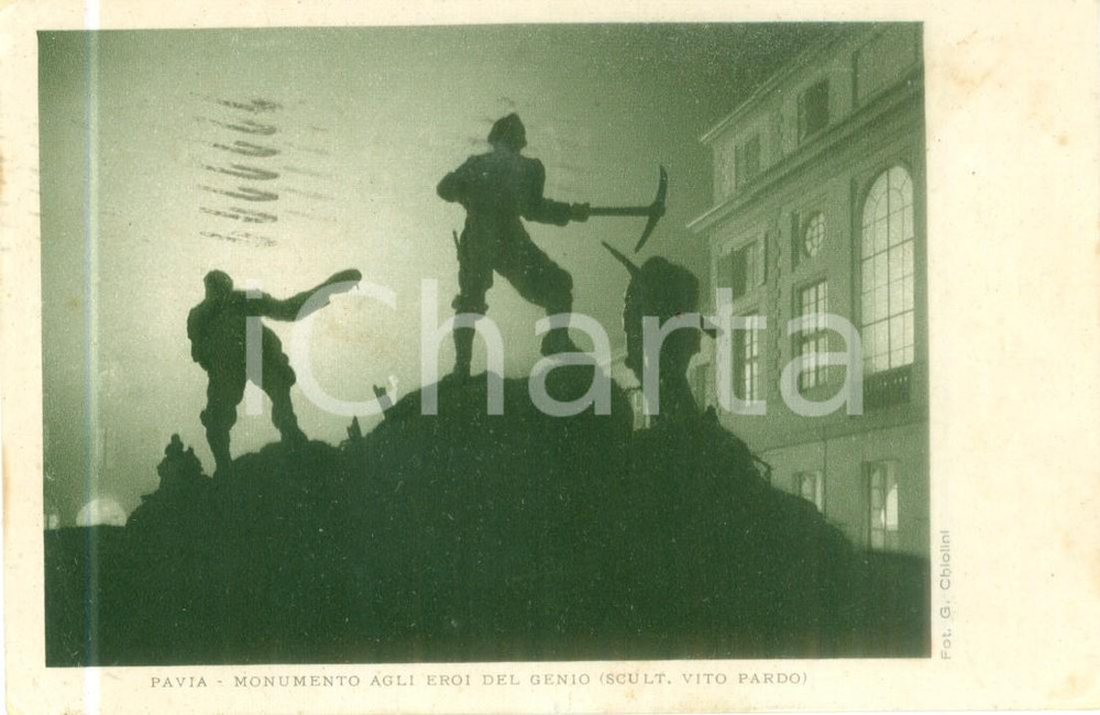 Cartolina originale da collezione 1935 PAVIA Monumento agli Eroi del Genio scultore Vito PARDO Cartolina FP VG 1