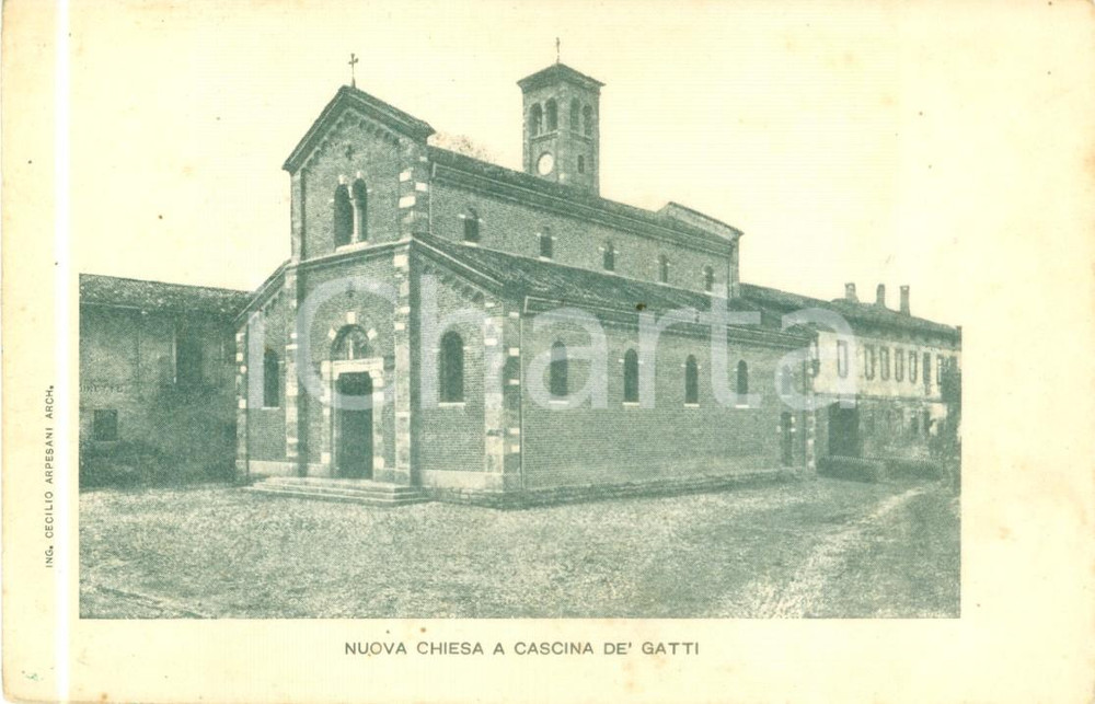 Cartolina originale da collezione 1905 ca SESTO SAN GIOVANNI MI Nuova chiesa a CASCINA DE  GATTI Cartolina FP NV 1
