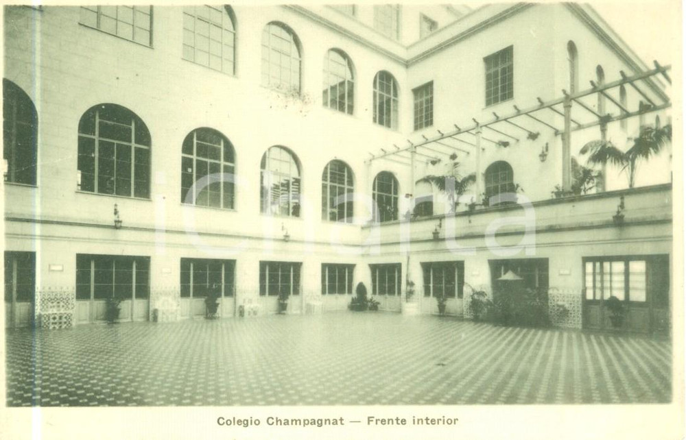 Cartolina originale da collezione 1930 ca LIMA PERU Frente Interior Colegio CHAMPAGNAT Cartolina FP NV 1