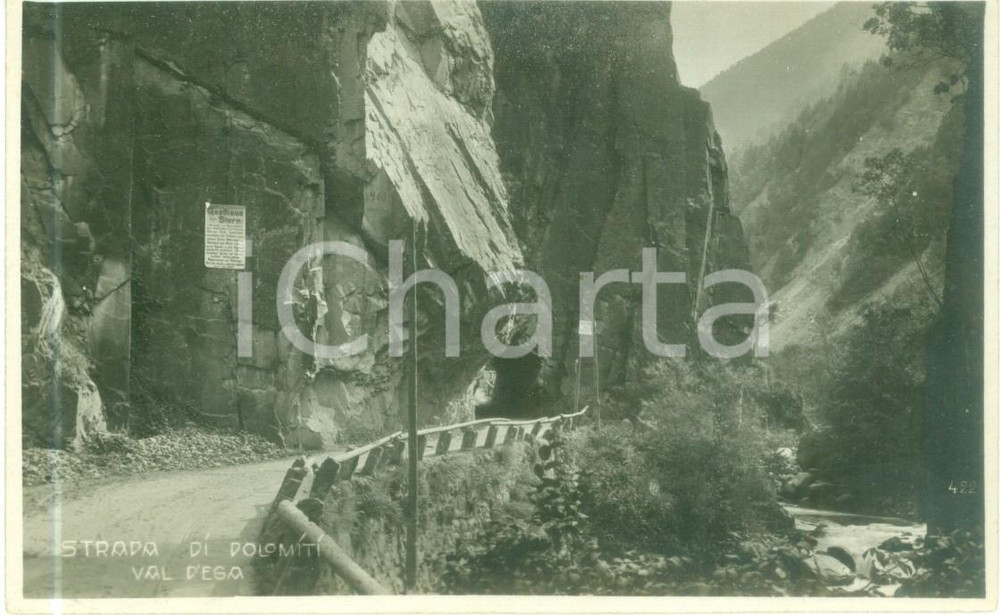 Cartolina originale da collezione 1930 ca BOLZANO Strada di DOLOMITI in Val D EGA Cartolina postale FP NV 1