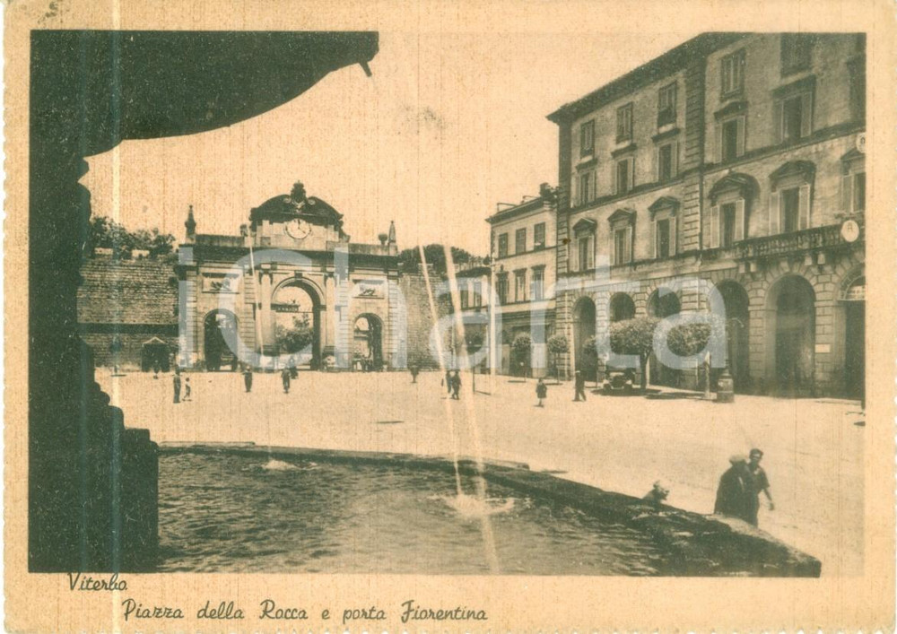 Cartolina originale da collezione 1945 VITERBO Piazza della Rocca e Porta Fiorentina Cartolina VINTAGE FG VG 1