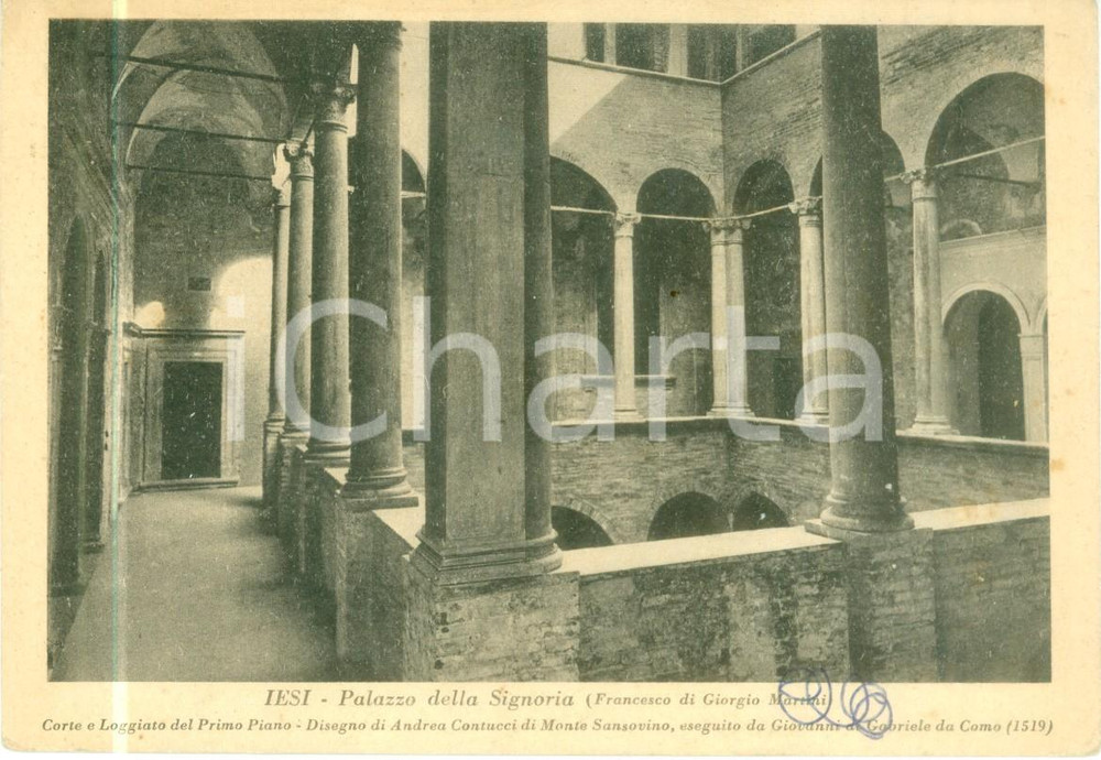Cartolina originale da collezione 1940 ca JESI AN Palazzo della Signoria Corte primo piano Cartolina FG NV 1