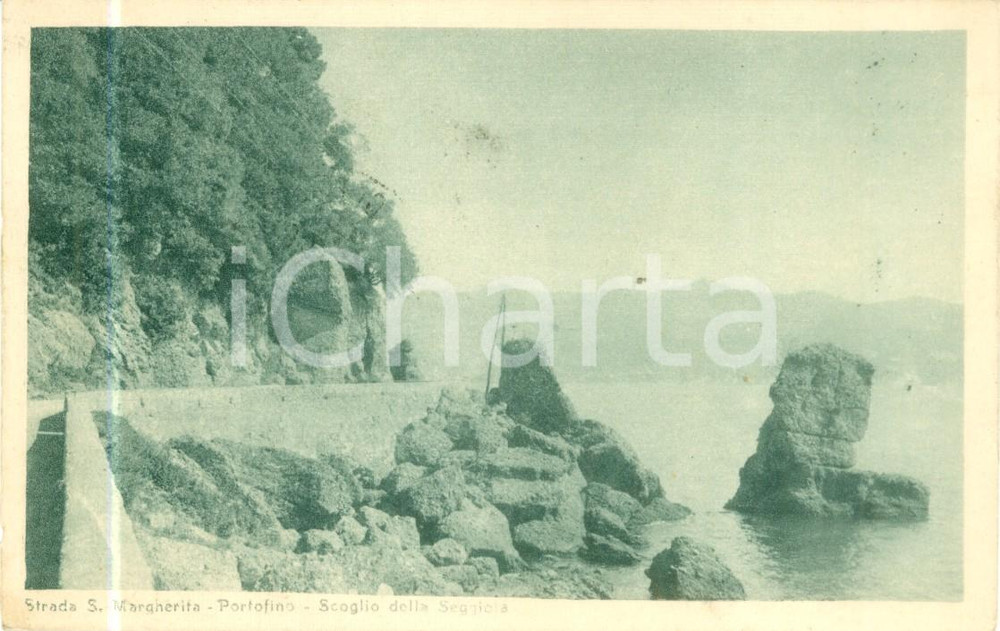Cartolina originale da collezione 1926 PORTOFINO GE Scoglio della Seggiola verso SANTA MARGHERITA Cartolina FP 1