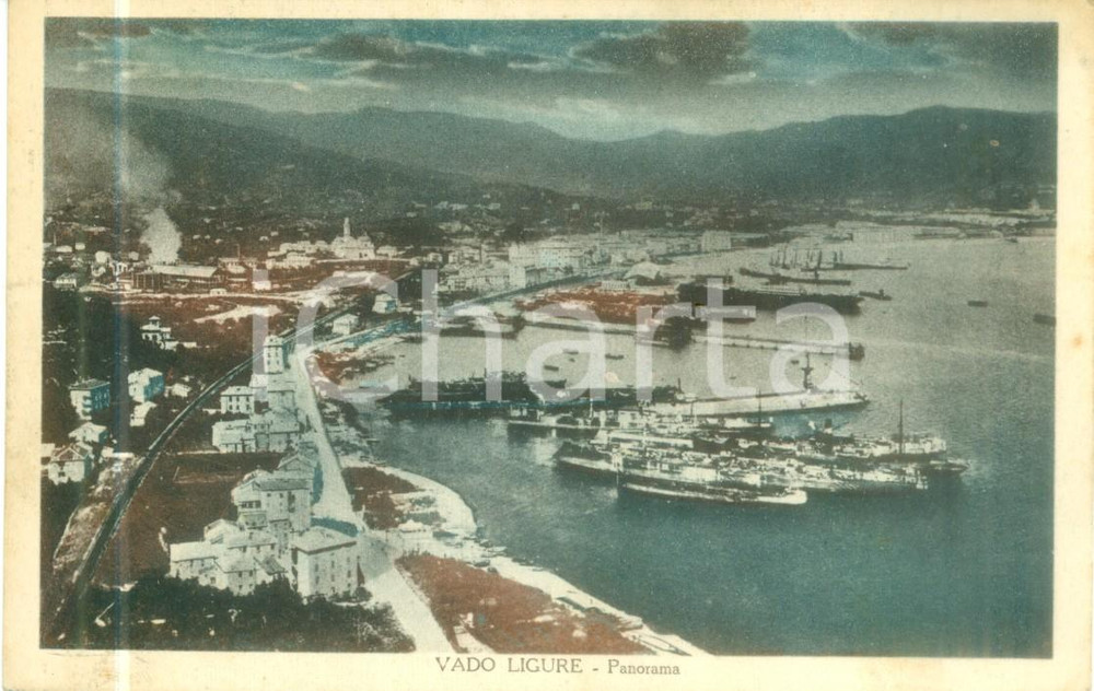 Cartolina originale da collezione 1929 VADO LIGURE SV Panorama con navi in porto Cartolina FP VG 1