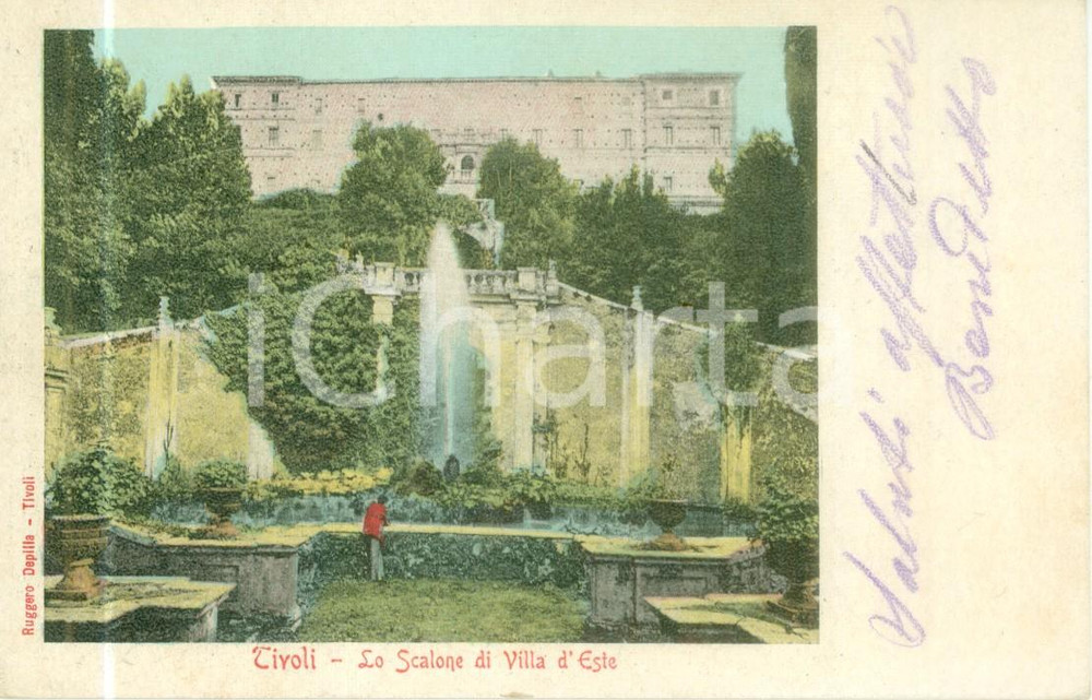 Cartolina originale da collezione 1902 TIVOLI RM Lo Scalone di Villa d ESTE Cartolina postale FP VG 1