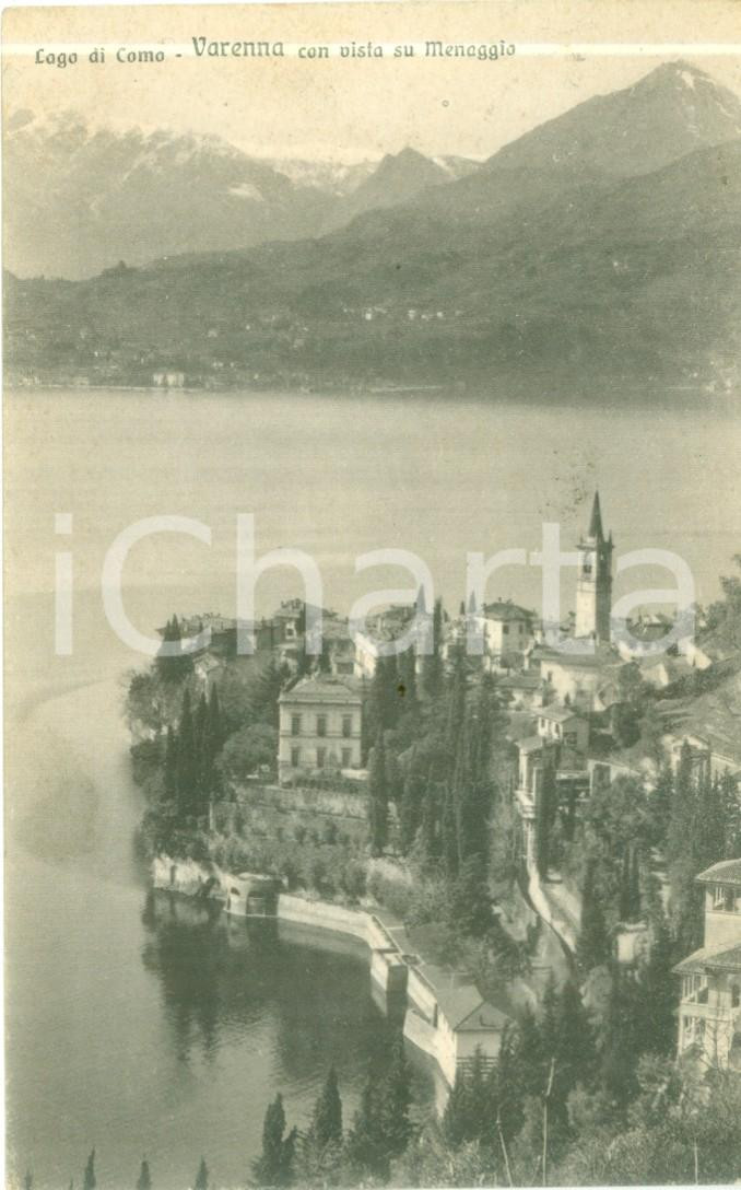Cartolina originale da collezione 1931 VARENNA LC Panorama del Lago con vista su MENAGGIO Cartolina FP VG 1