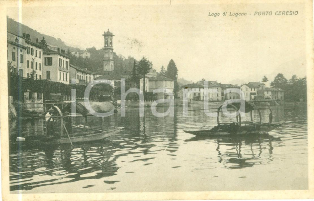 Cartolina originale da collezione 1931 PORTO CERESIO VA Barche sul Lago di LUGANO Cartolina postale FP VG 1