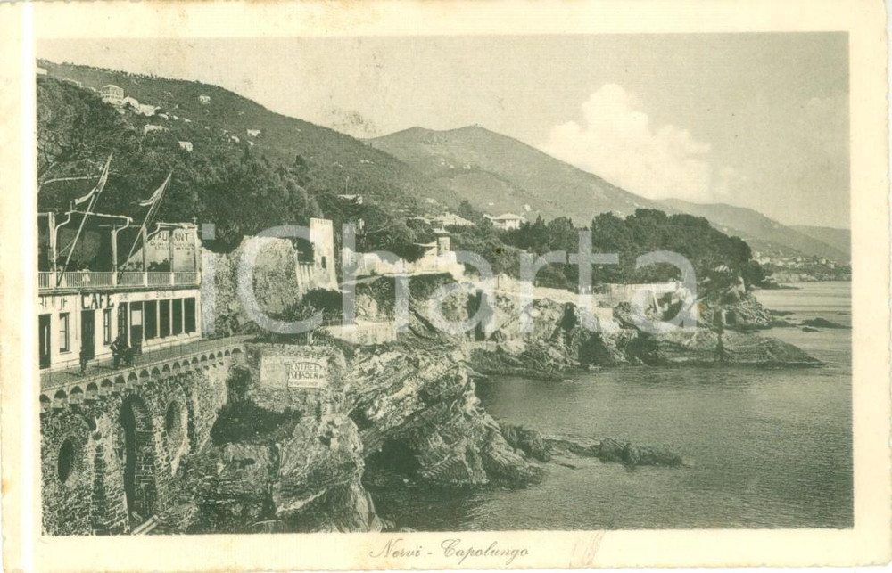 Cartolina originale da collezione 1919 GENOVA NERVI Panorama di Capolungo con ristorante Cartolina FP VG 1
