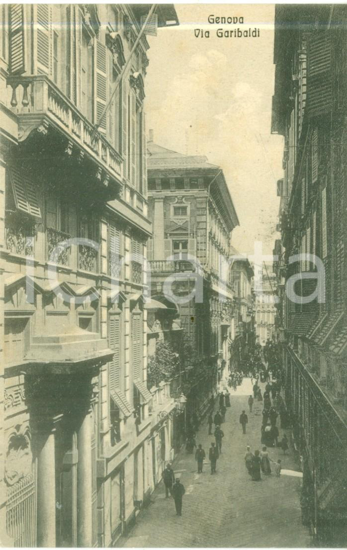 Cartolina originale da collezione 1915 GENOVA Folla di passanti in Via Garibaldi Cartolina FP VG 1