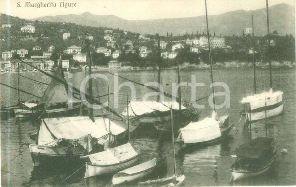 Cartolina originale da collezione 1930 ca SANTA MARGHERITA LIGURE GE barche da pesca all ancora Cartolina FP NV 1