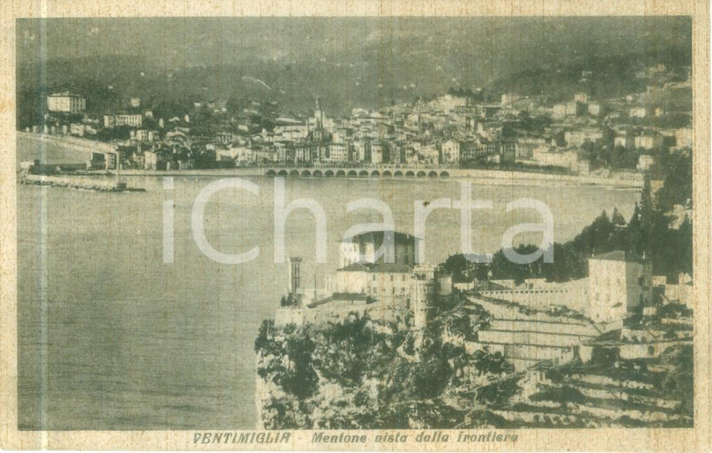 Cartolina originale da collezione 1930 ca VENTIMIGLIA IM Panorama di MENTON dalla frontiera Cartolina FP NV 1