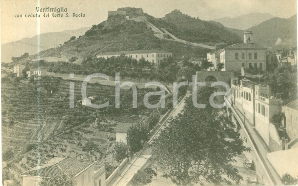 Cartolina originale da collezione 1930 ca VENTIMIGLIA IM Panorama con il Forte di San Paolo Cartolina FP NV 1