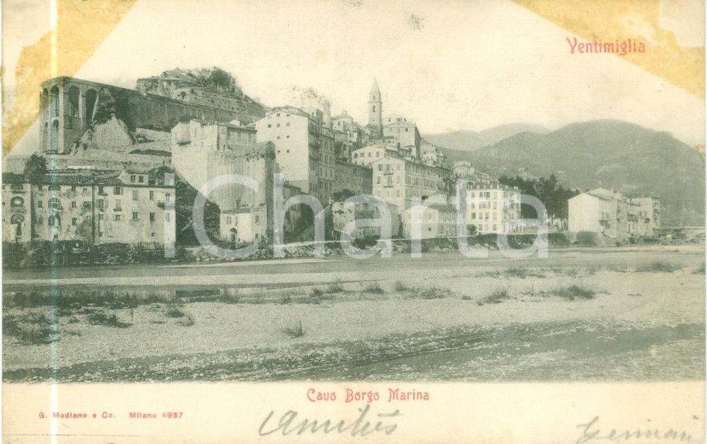 Cartolina originale da collezione 1909 VENTIMIGLIA IM Veduta di Cavo Borgo Marina Cartolina FP VG 1