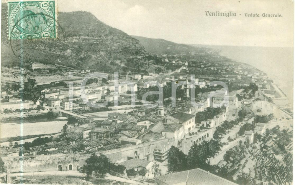 Cartolina originale da collezione 1910 ca VENTIMIGLIA IM Veduta generale della cittÃ  Cartolina FP VG 1