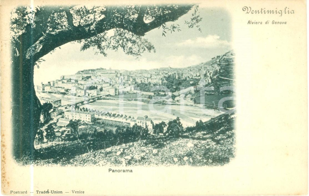 Cartolina originale da collezione 1900 ca VENTIMIGLIA IM Panorama dalla Riviera di GENOVA Cartolina FP VG 1