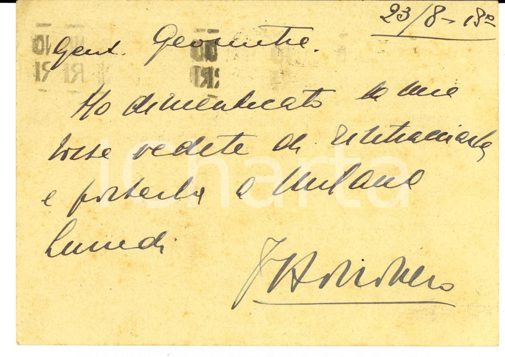 Autografo originale 1940 MILANO Cartolina di Federico BORROMEO ARESE al geometra PAGANI Autografo 1