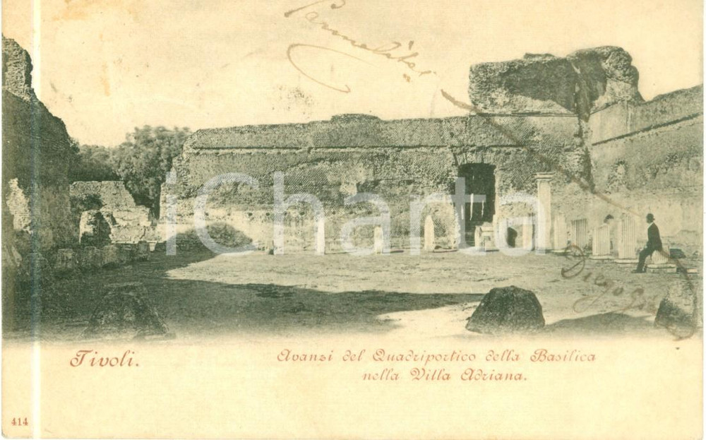 Cartolina originale da collezione 1900 TIVOLI RM Avanzi del Quadriportico basilica VILLA ADRIANA Cartolina FP VG 1