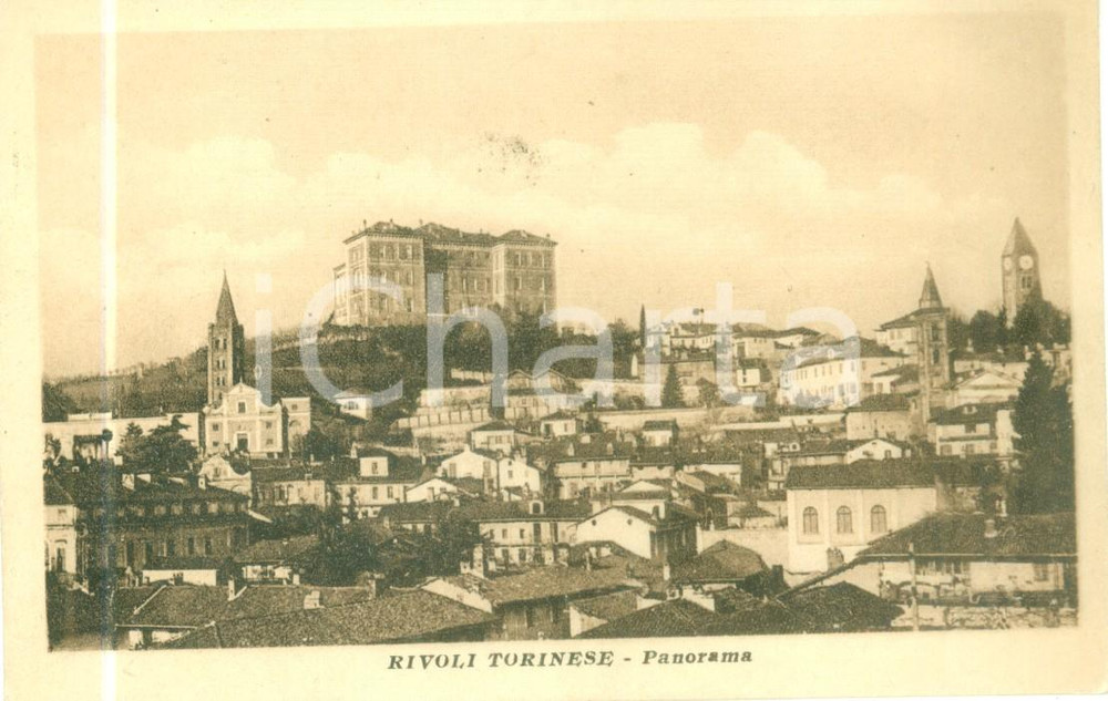 Cartolina originale da collezione 1935 ca RIVOLI TO Panorama con il Castello Cartolina FP NV 1