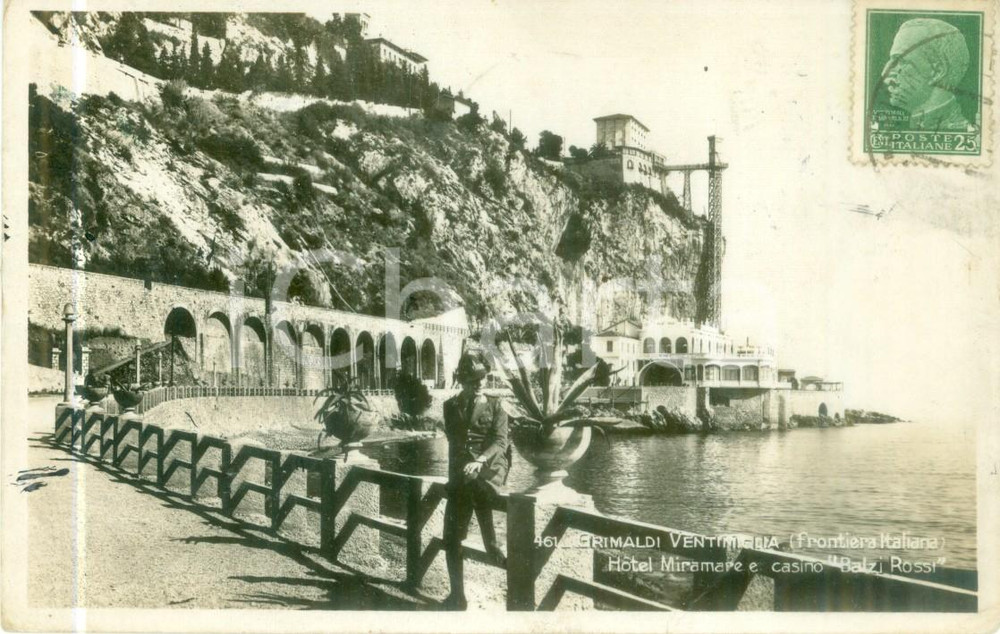 Cartolina originale da collezione 1923 VENTIMIGLIA IM Hotel MIRAMARE Casino BALZI ROSSI Cartolina ANIMATA FP VG 1