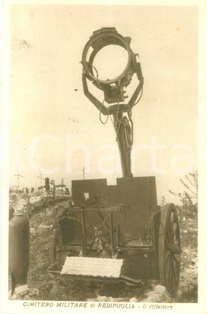 Cartolina originale da collezione 1935 ca CIMITERO MILITARE DI REDIPUGLIA Il riflettore Cartolina FP NV 1
