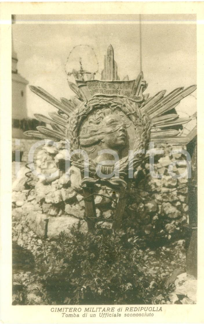 Cartolina originale da collezione 1935 ca CIMITERO MILITARE DI REDIPUGLIA Tomba Ufficiale sconosciuto Cartolina FP 1