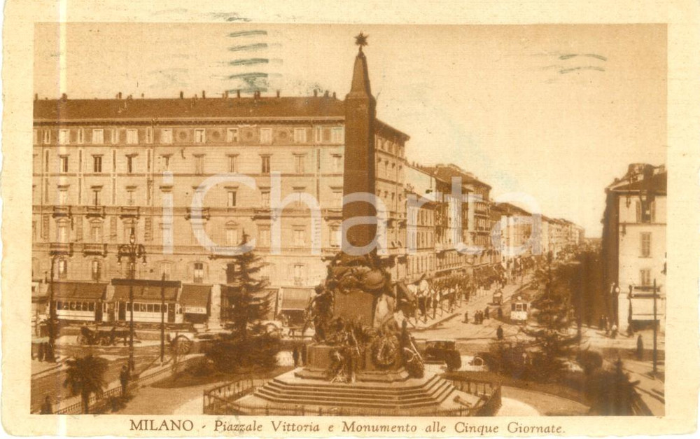 Cartolina originale da collezione 1931 MILANO Piazzale Vittoria Monumento alle Cinque Giornate Cartolina FP VG 1