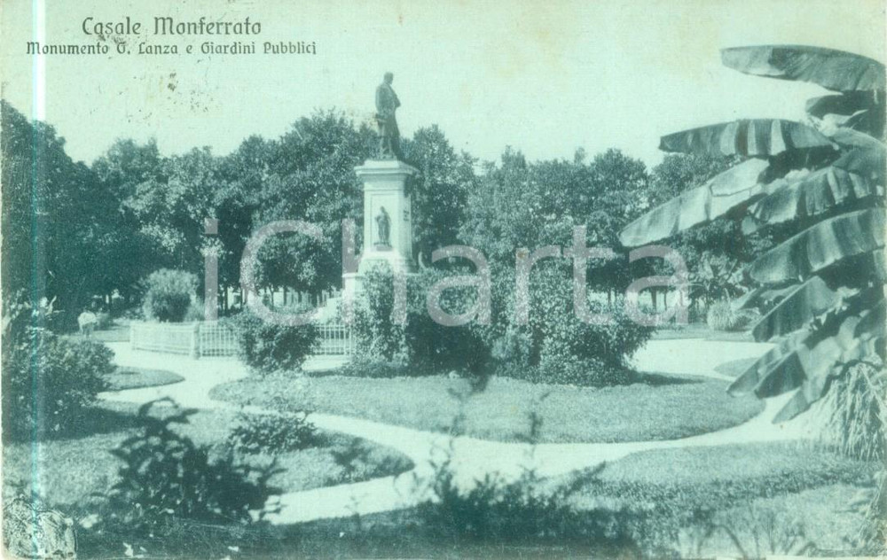 Cartolina originale da collezione 1917 CASALE MONFERRATO AL Monumento a Giovanni LANZA ai Giardini Cartolina FP 1