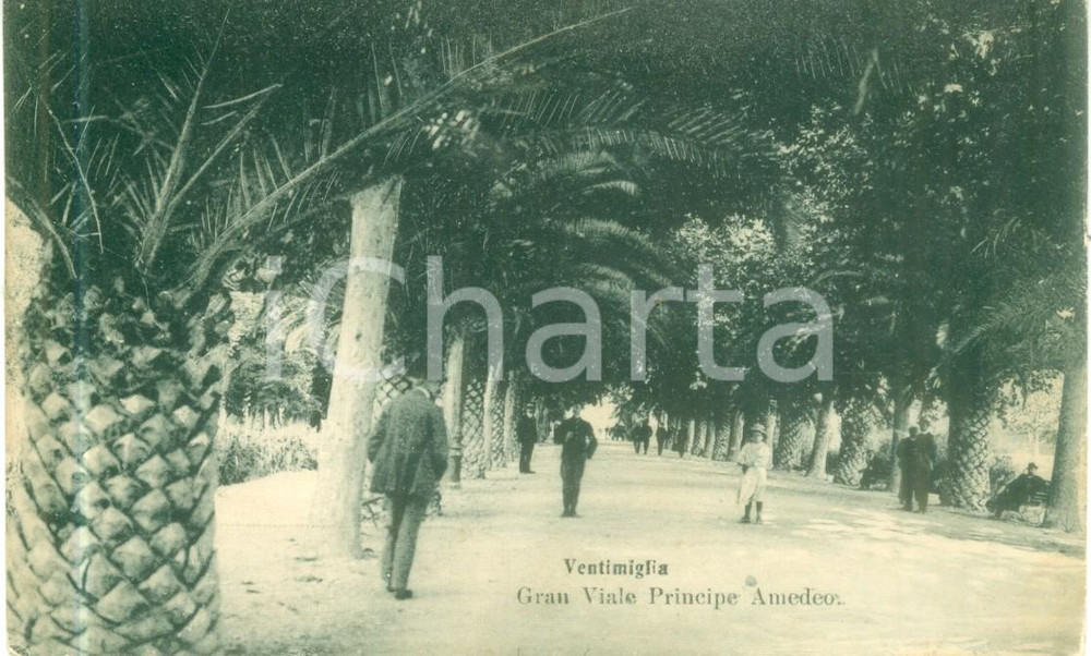 Cartolina originale da collezione 1914 VENTIMIGLIA IM Passanti nel Gran Viale Principe Amedeo Cartolina FP VG 1