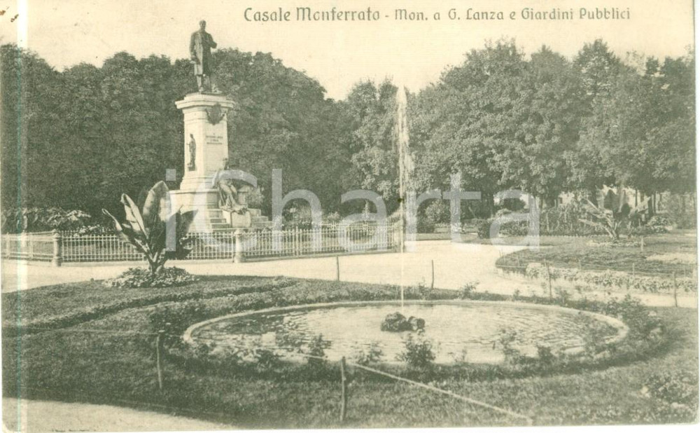 Cartolina originale da collezione 1915 CASALE MONFERRATO Monumento a Giovanni LANZA ai Giardini Cartolina FP VG 1