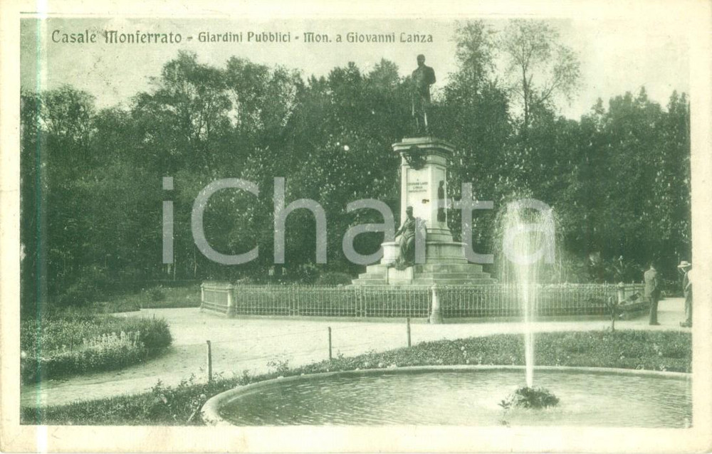 Cartolina originale da collezione 1925 CASALE MONFERRATO AL Monumento a Giovanni LANZA e fontana Cartolina FP 1