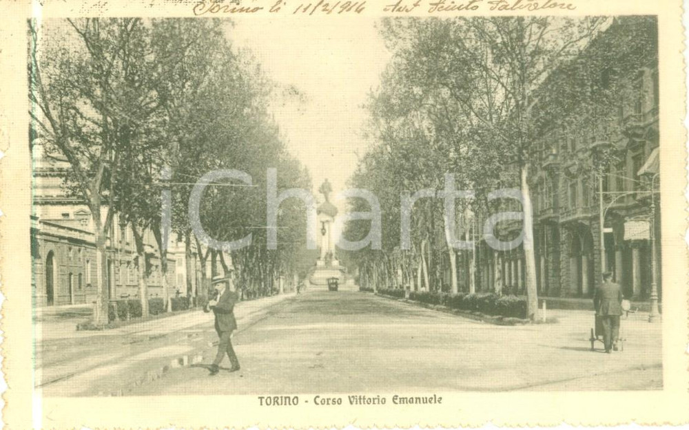 Cartolina originale da collezione 1914 TORINO Passanti in Corso Vittorio Emanuele Cartolina FP VG 1