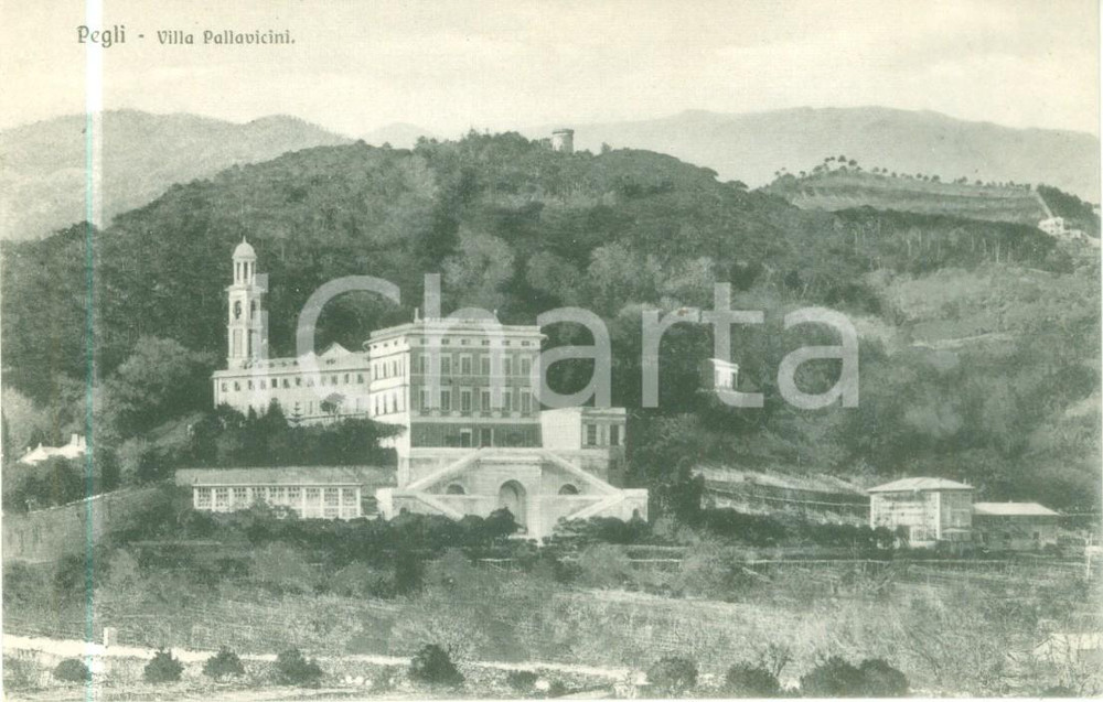Cartolina originale da collezione 1935 ca GENOVA PEGLI Veduta di Villa PALLAVICINI Cartolina FP NV 1