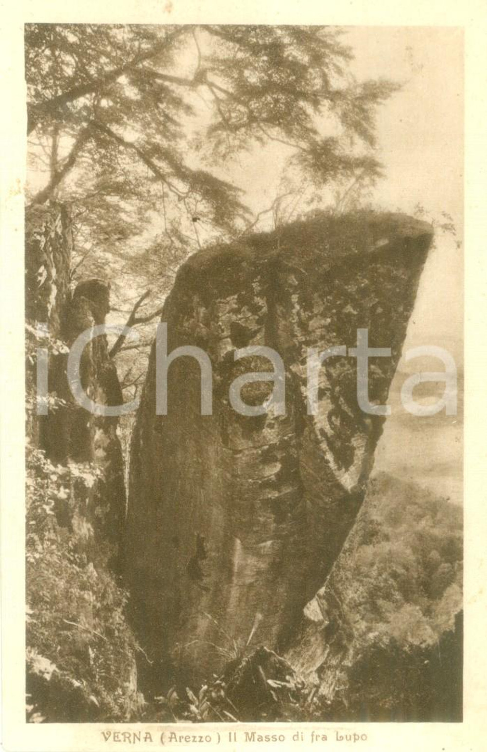 Cartolina originale da collezione 1930 ca CHIUSI DELLA VERNA AR Il masso di Fra Lupo Cartolina FP NV 1