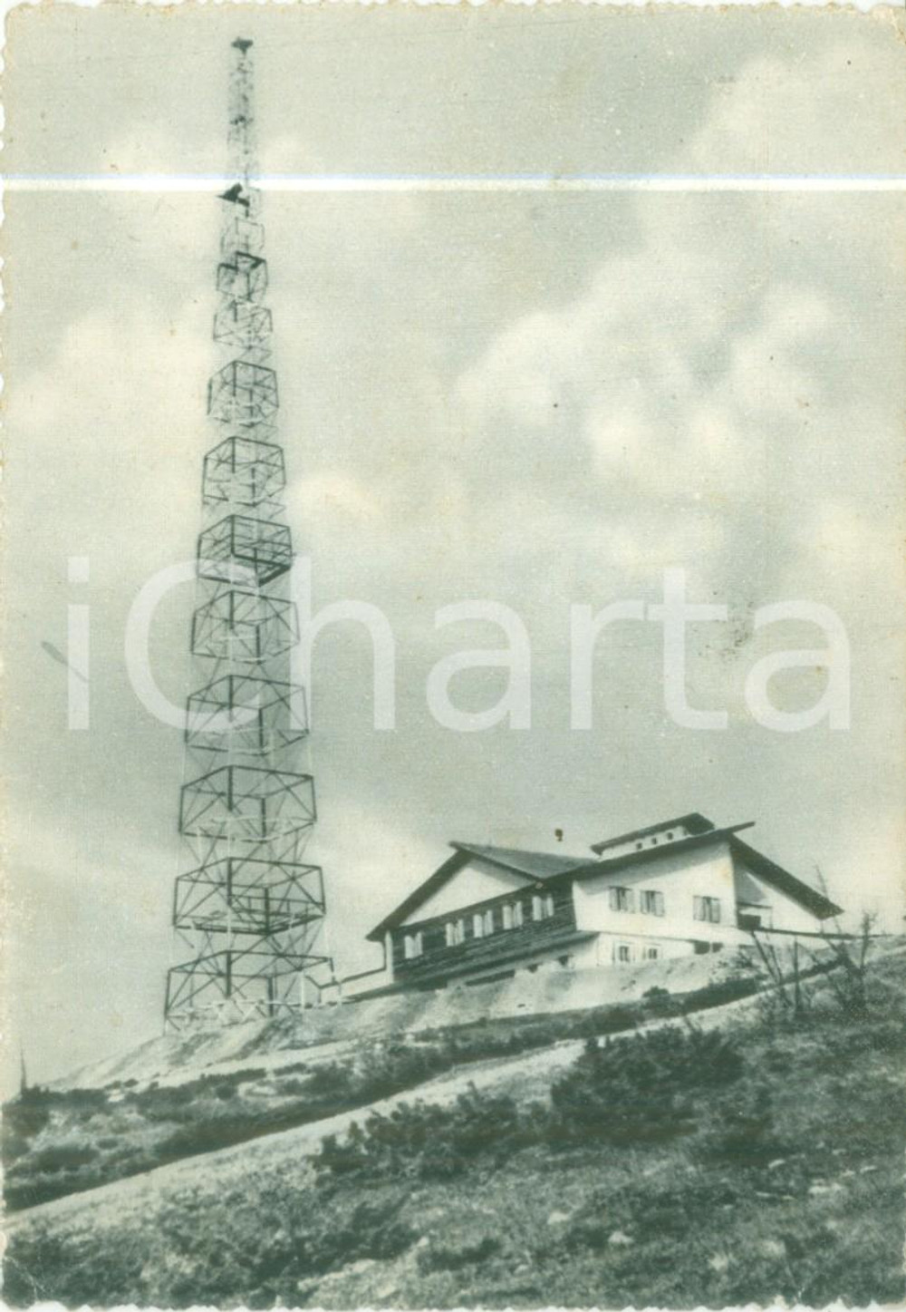 Cartolina originale da collezione 1953 PONTE NIZZA PV Stazione televisiva sul Monte PENICE Cartolina FG VG 1