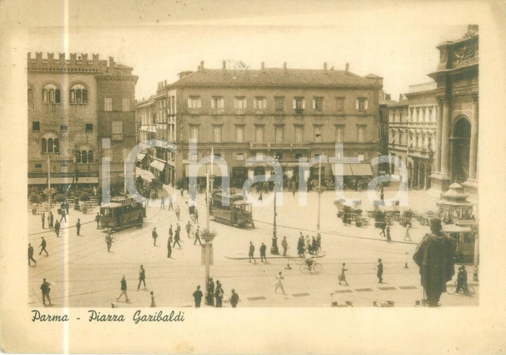 Cartolina originale da collezione 1939 PARMA Tram Lana POLO in Piazza GARIBALDI Cartolina FG VG 1