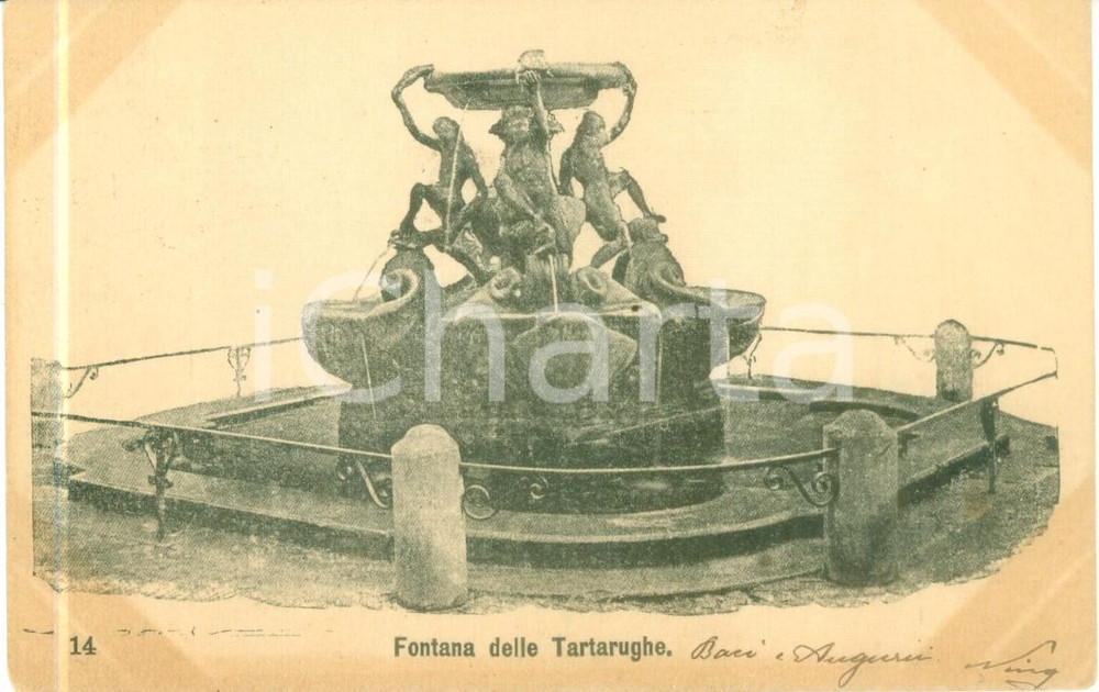 Cartolina originale da collezione 1910 ca ROMA La Fontana delle Tartarughe Cartolina postale FP VG 1