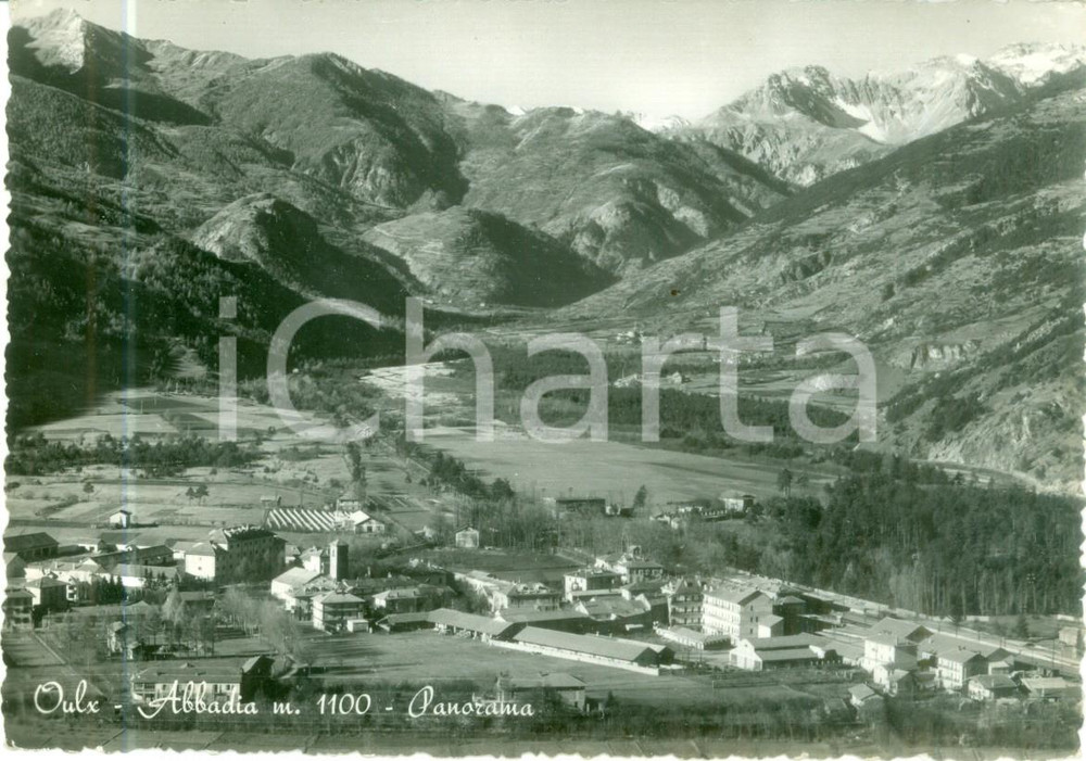 Cartolina originale da collezione 1955 ca OULX TO Panorama di ABBADIA e della valle Cartolina FG VG 1