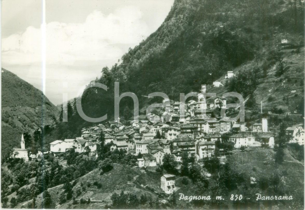 Cartolina originale da collezione 1964 PAGNONA LC Panorama del paese nella valle Cartolina FG VG 1