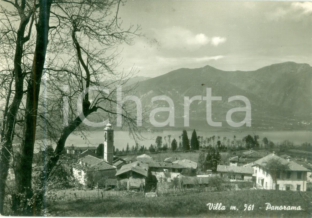 Cartolina originale da collezione 1950 VILLA CO Panorama del paese sul lago Cartolina FG VG 1