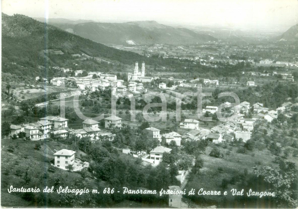 Cartolina originale da collezione 1962 COAZZE TO Panorama con Santuario del Selvaggio Cartolina FG VG 1