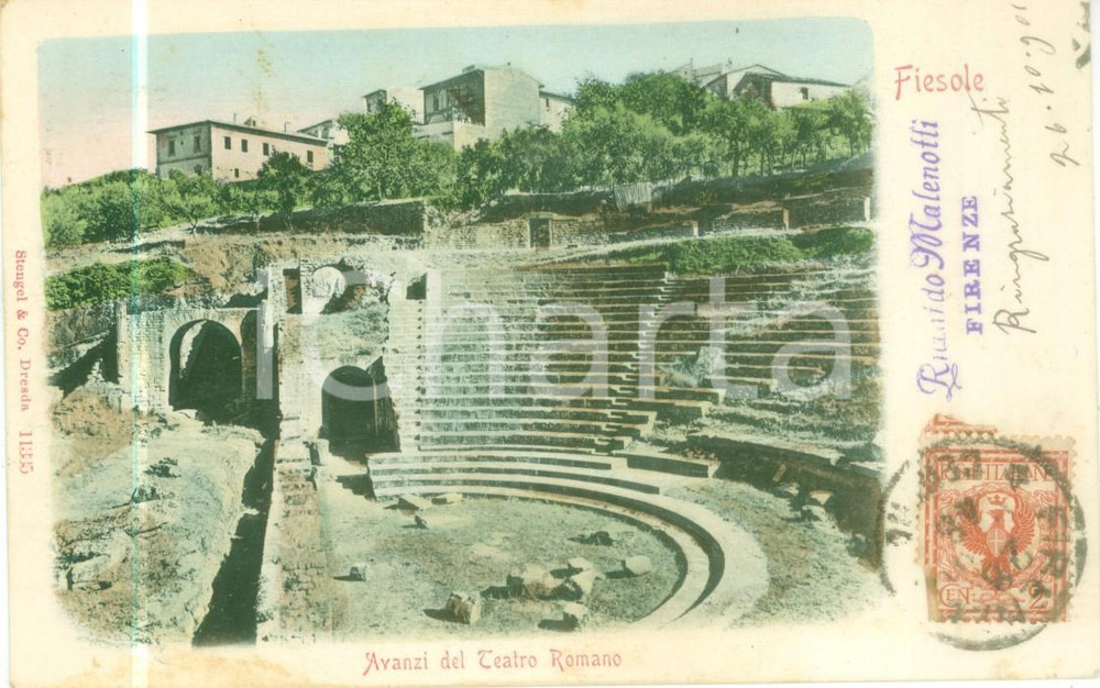 1901 FIESOLE (FI) Avanzi del teatro romano *Cartolina FP VG