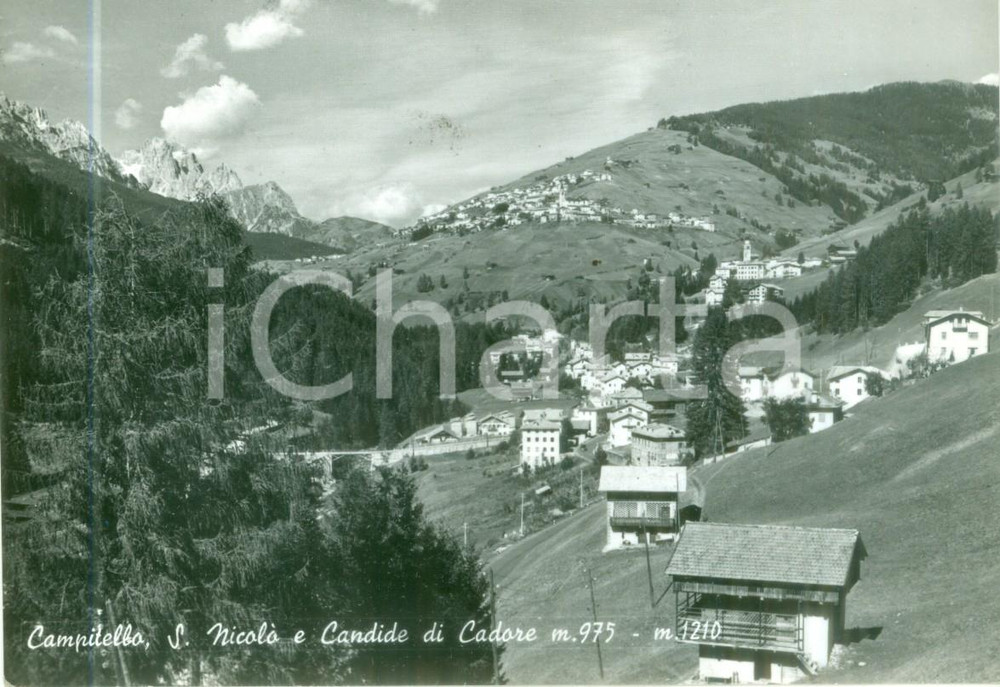 Cartolina originale da collezione 1952 CAMPITELLO DI FASSA TN San NicolÃ² e Candide di CADORE Cartolina FG VG 1