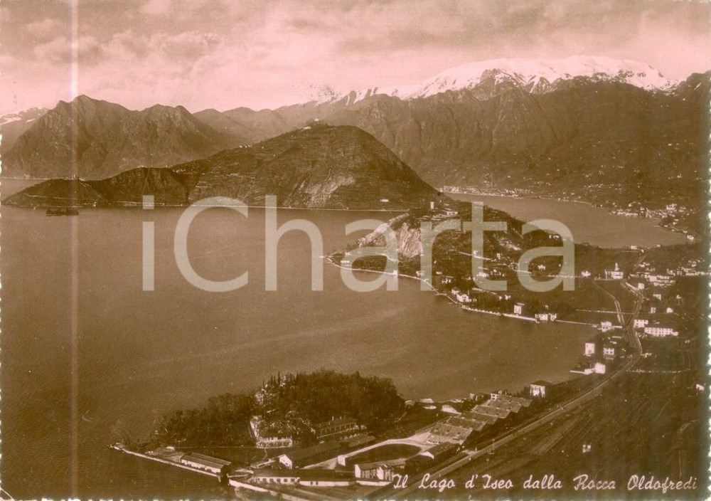 Cartolina originale da collezione 1952 MONTISOLA BS Lago d ISEO dalla Rocca OLDOFREDI Cartolina FG VG 1