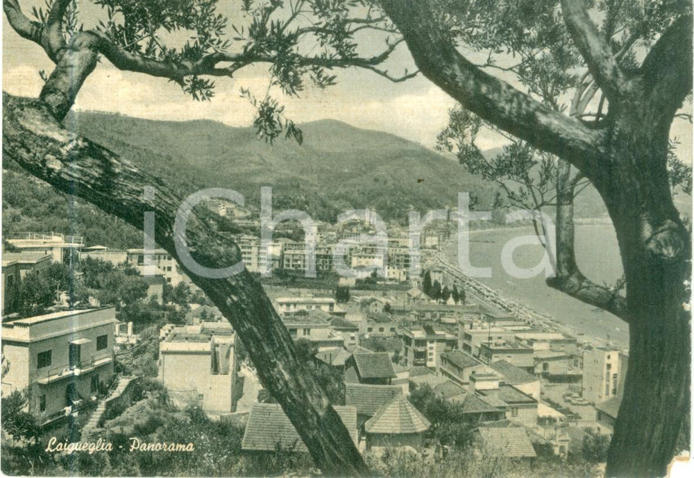Cartolina originale da collezione 1953 LAIGUEGLIA SV Panorama del paese Cartolina FG VG DANNEGGIATA 1