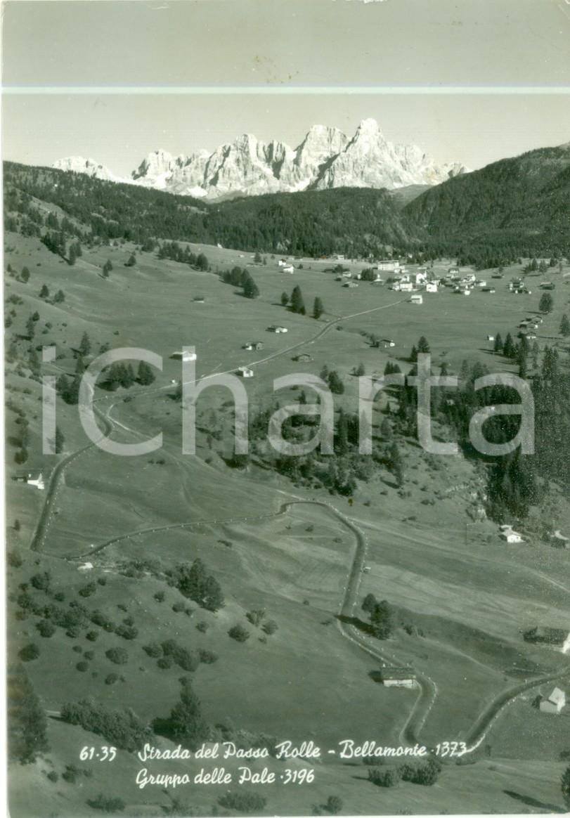 Cartolina originale da collezione 1958 PASSO ROLLE TN Strada per BELLAMONTE Gruppo delle Pale Cartolina FG VG 1