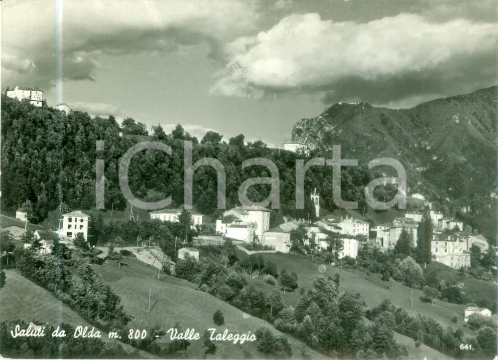 Cartolina originale da collezione 1956 TALEGGIO BG Panorama della frazione di OLDA Cartolina FG VG 1