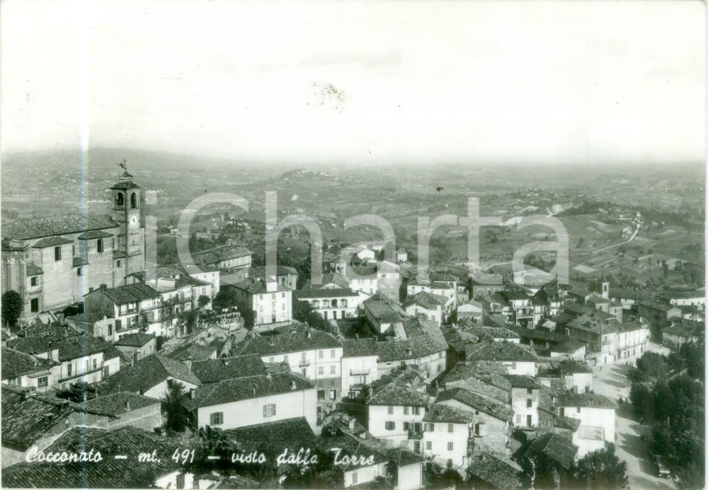 Cartolina originale da collezione 1970 COCCONATO AT Panorama visto dalla Torre Cartolina FG VG 1